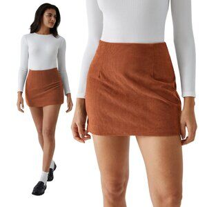 HALARA High Waist 2 In 1 Corduroy Rust Orange Mini Skort Skirt Various Sizes NWT
